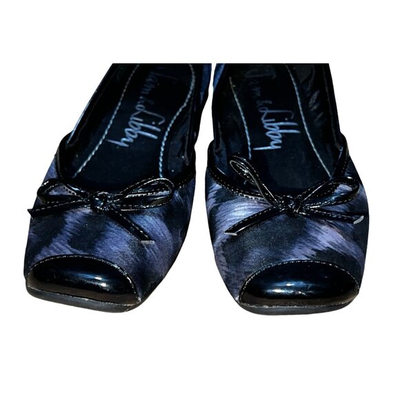 Sam & Libby Zees Shiny Canvas Abstract Bow Front Flat Shoes Sz 5.5 M Womens Blac - Picture 3 of 13
